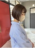 ミニボブ×ベージュ