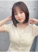 大人可愛い20代30代40代小顔前下がりボブ×ラテグレージュ