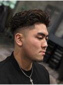 スキンフェードアップバンクパーマスタイルメンズカットY