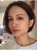 大人ショートボブ×ナチュラルボブ×前髪なし20代30代40代50代