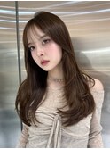 □オリーブグレー×小顔[ココアベージュ/黒髪/くらげヘアー]