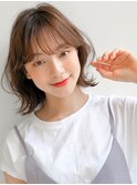 前髪 外ハネボブ ダークアッシュ 大人ガーリー "