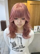 テトラ バイ ネオリーブ 横浜西口店(tetra by neolive)&nbsp;ペールピンク　ハイトーン　ケアブリーチ　ウェーブ巻き