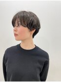 マットダークグレージュ×ショートパーマ