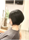 ダークアッシュブラウン前下がりショートボブ/暗髪大人ボブ/亀戸