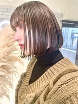 トルネード(TORNADO) 前髪あり切りっぱなしボブ パーマ 極細ハイライト スプリングt26