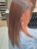 ミック ヘアアンドメイクアップ 高田店(miq Hair&Make up)&nbsp;インナーカラー/イヤリングカラー/ブリーチあり/オレンジカラー