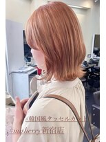 ミシェリー 新宿店(misherry)&nbsp;切りっぱなしボブタッセルボブペールミルクティー韓国オージュア
