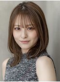 大人かわいい前髪セシルカットココアブラウンフリンジウェーブ