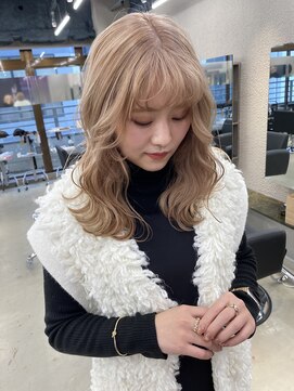 ペレ 栄店(PELE) デザインカラー/レイヤーカット/ウェットヘア/オリーブベージュ