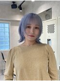 藤沢/ショートウルフレイヤー/ハイトーンブルーカラー/ブリーチ