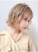 ボブショートボブ縮毛矯正ベージュグレージュ門前仲町