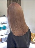 ピンクベージュミルクティーベージュハイトーンブリーチロング