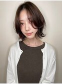 ショートレイヤー/顔まわりカット/透明感ブラウン