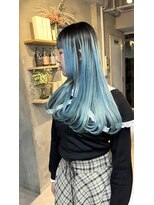 フォート(FORT)&nbsp;ダブルカラー　バレイヤージュ　水色　リタッチ　髪質改善