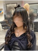 立体リボンのりんごちゃんヘア
