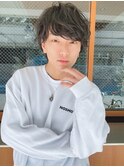 ツーブロックモテる黒髪束感パーマ