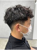 刈り上げ/カジュアル/波巻きスパイラルパーマ/メンズマッシュ