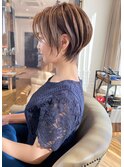 白髪ぼかしハイライト/絶壁解消/ひし形大人ショートボブ/聖