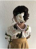 編み込み やわらかい シニヨン 袴 卒業式 ヘアアレンジ