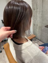 ヘア ルーナ バイ アプリーレ(hair lune by Aprire)&nbsp;ラベンダーインナーカラー×ブラウン切りっぱなし透明感ボブ