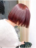 Say.ショートボブチェリーブラウン地毛風ストレートミニボブ青山