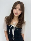 ロングレイヤー 韓国ヘア 透明感ブラウン