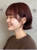 ”人気上昇中”切りっぱなし外ハネボブ×チェリーレッド