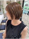 大人ショート/ショートボブ/白髪ぼかしハイライト/銀座/武蔵小杉