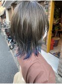 『京都 ルーナ』レイヤーカット 裾カラー インディゴブルー