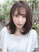 大人かわいい小顔セミディマロンベージュ20代30代吉祥寺