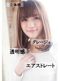立体感エアストレートミディ×透明感グレージュ