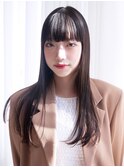ストレートヘア_斜めバンググレージュカラー_39404