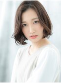 ニュアンスカラー大人フェミニンかきあげボブn小山20代30代40代