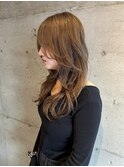 レイヤーカットロングダブルカラーハイトーンベージュ袋町