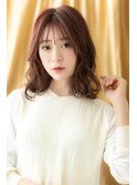レッドブラウン透けバングボブウルフTb9戸田公園20代30代40代