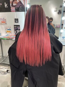 キング(K!ng) 縮毛矯正髪質改善ハイライトレイヤーカット枚方美容室エクステ