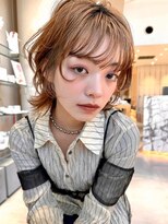 【MINX】くびれヘアアプリコットオレンジハイライトカラー_銀座