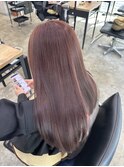 20代30代ブリーチなしダブルカラーセミロングチェリーブラウン