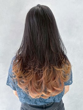 おくれ毛ブリーチ小顔顔周りレイヤーロング_ba558302