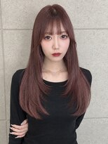 メドウ(meadow) レイヤーカット ピンクブラウン ブリーチなしダブルカラー 20代
