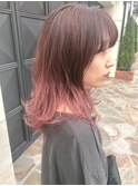 【堀惠洋平】レイヤー　ミディアム　　ピンク　グラデーション