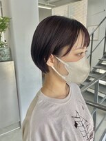 ヘアー アイス 御器所本店(HAIR ICI) 大人美人丸みショートボブこなれヘアチェリーブラウン