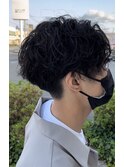 センターパート　ニュアンスパーマ