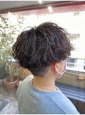 マッシュカット×波巻きパーマ