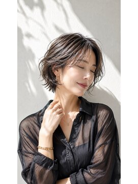 アッシュ 学芸大学店(Ash) ショートボブ/大人女性/グレージュ/白髪ぼかし/脱白髪染め