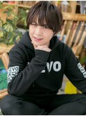 黒髪で好感度UP斜めバングマッシュヘアc5川口20代30代40代