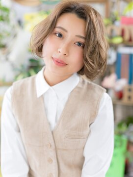 カバーヘア ブリス 戸田公園西口店(COVER HAIR bliss) バレイヤージュくせ毛風ふわボブパーマh3戸田公園20代30代40代