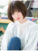 黒髪前下がり切りっぱなしボブ顔周りレイヤーh3志木20代30代40代