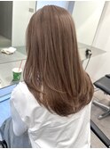 韓国ヘア顔周りレイヤーミルクティーベージュグレージュ暗め原宿